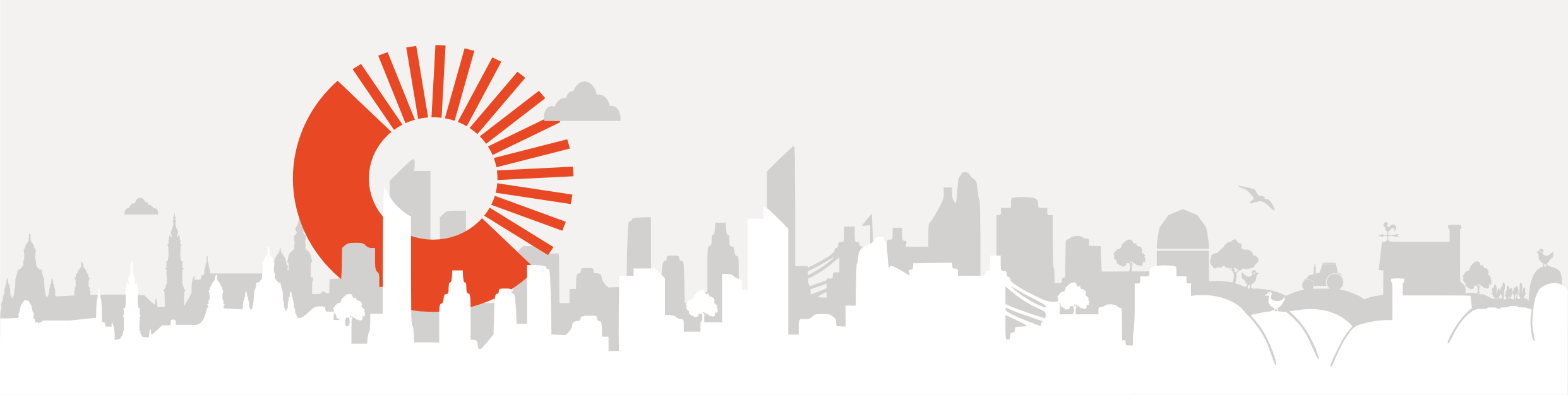 skyline mit grauen Hintergrund Druck